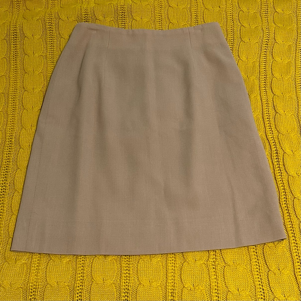 EUC Taupe/Tan Italian-Made Wool Mini Skirt, Rayon-Lined